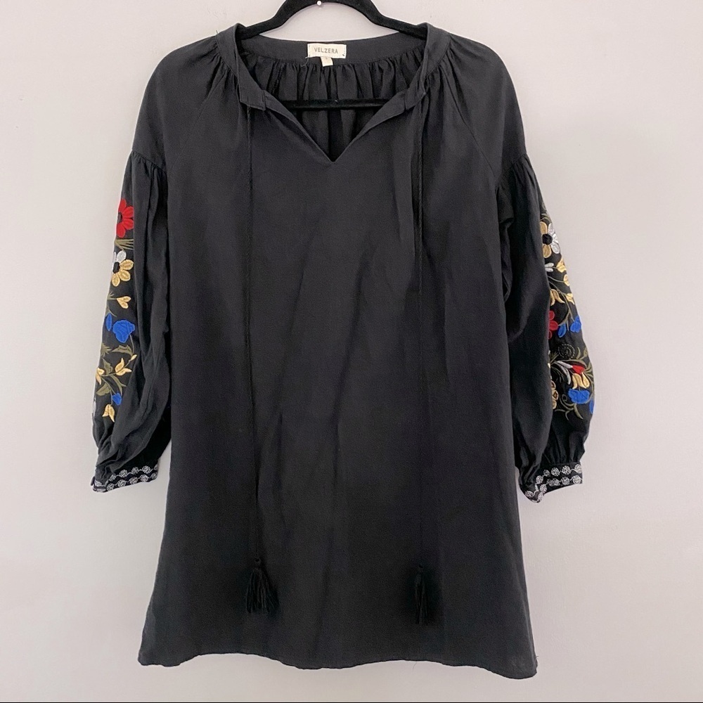 Velzera Embroidered Sleeve Mini Dress